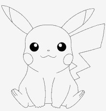 a black and white drawing of a pikachu with big eyes