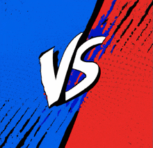 a blue and red background with a white vs on it