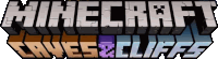 the logo for minecraft caves & cliffs is shown on a white background