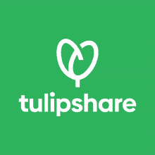 a green tulipshare logo with a white heart