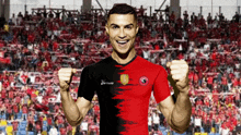 a soccer player wearing a red and black jersey with the word xtreme on the front