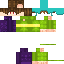 a minecraft skin of a person with a purple shirt and green pants .