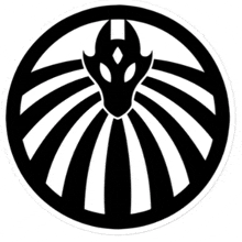 a black and white circle with a dragon in the middle