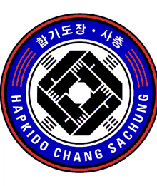 a logo for harkido chang sachung has a black square in the middle