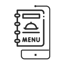 a line drawing of a menu on a phone