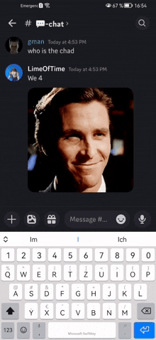 a screenshot of a chat with a picture of a man