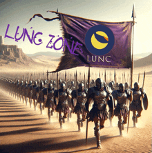 a group of soldiers carrying a flag that says lung zone