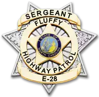 a highway patrol badge for sergeant fluffy from north carolina