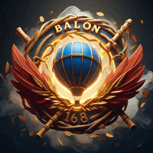 a logo for balon 168 with a hot air balloon in the middle