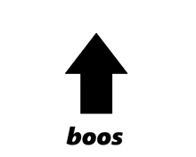 a black arrow pointing upwards with the word boos below it