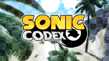 a logo for sonic codex with a checkered background