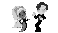 a man and a woman are dancing in a black and white cartoon