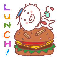 a cartoon drawing of a giant hamburger with the words lunch below it