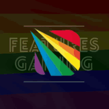 a features gang logo with a rainbow on a rainbow background