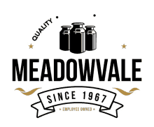 a logo for meadowvale since 1967 with three milk cans on it