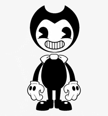 a black and white drawing of bendy from ink machine