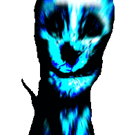 a blurry picture of a cat 's face with a blue glow