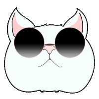 a drawing of a cat wearing sunglasses with a pink nose