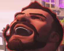 a man with a beard is screaming with his mouth open in a video game