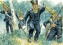 a painting of a group of soldiers with the name g. romero on the bottom left