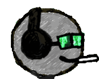 a drawing of a person wearing headphones and a microphone