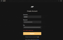 a screenshot of a swift app that allows you to create an account