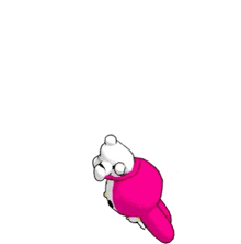 a cartoon drawing of a pink and white teddy bear standing on a white background .