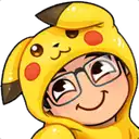 a cartoon character wearing a pikachu costume and glasses .