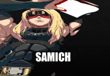 a cartoon character with the name samich written on it