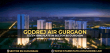 an advertisement for godrej air gurgaon shows an aerial view