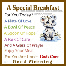 a special breakfast for you today a plate of love a bowl of peace and a spoon of hope