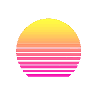 a sunset with pink and orange stripes in a circle