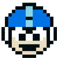 a pixel art of a man with a blue hat on