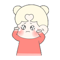 a cartoon of a girl with a heart on her head crying