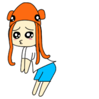 a cartoon of a girl wearing an orange hat