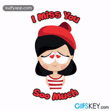 a girl wearing a red beret says i miss you soo much