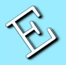 a white letter e with a blue background