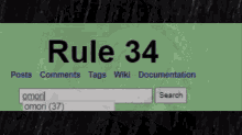 a green rule 34 sign with a search box