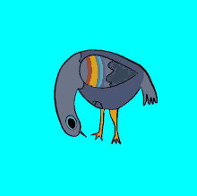 a cartoon drawing of a bird with a rainbow on its back