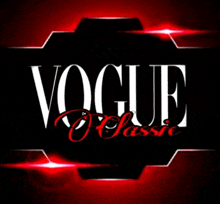 a black and red sign that says vogue on it