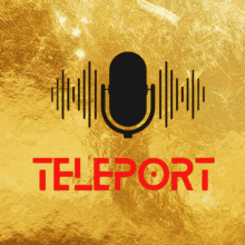 a gold background with the word teleport in red