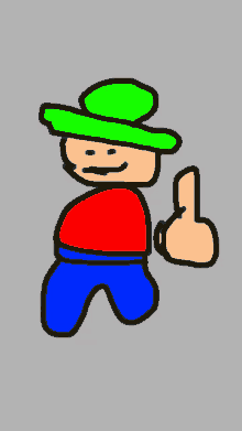 a cartoon character is giving a thumbs up