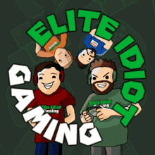 a logo for elite idiot gaming with a group of people