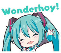 a sticker of hatsune miku with the words wonderhoy