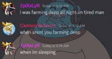 a screenshot of a discord conversation between zylxxlyr and cannonmallaron