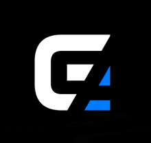 a black background with a white letter g and a blue square