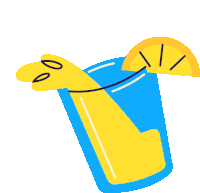 an illustration of a glass of lemonade with a slice of lemon