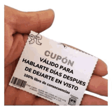 a person is holding a coupon that says cupon