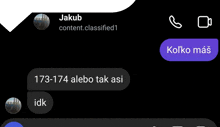 a screenshot of a text conversation between jakub and content classified1