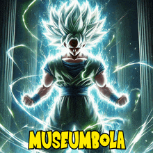 a poster with a dragon ball z character and the words museumbola on it